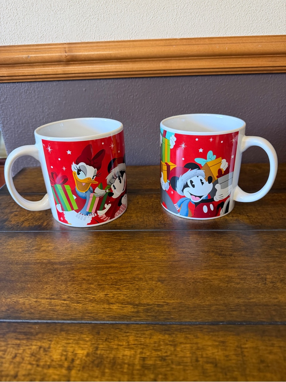 Disney Mickey Christmas Holiday Coffee Mugs Set of 2